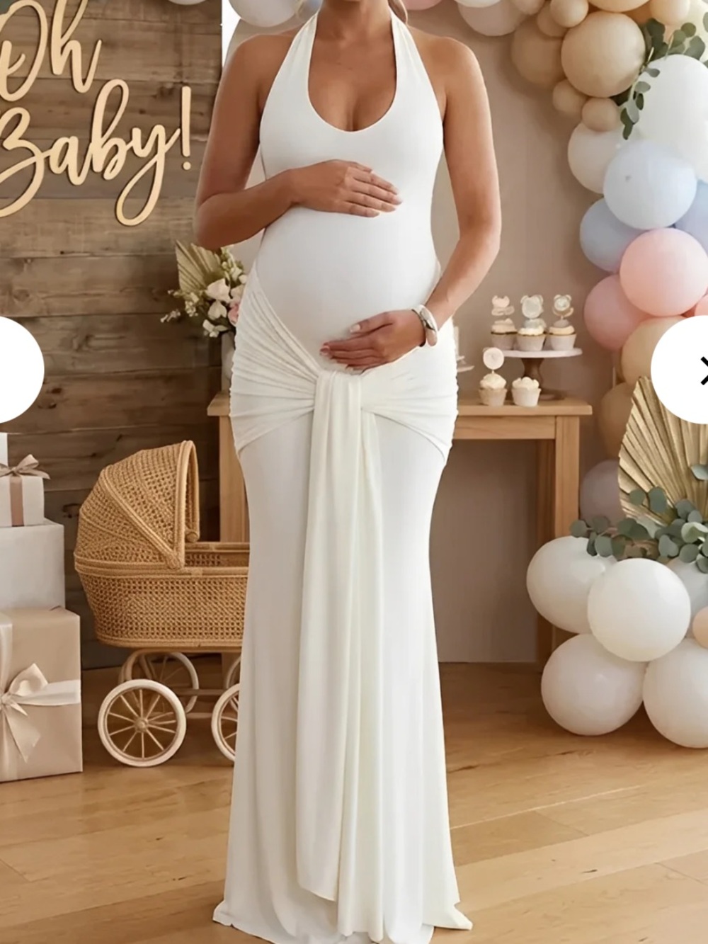 Ruched Halter Neck Bodycon Maternity Maxi Dress